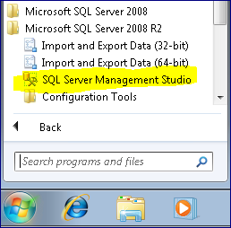 SQL Server 2008 R2 Menu Item